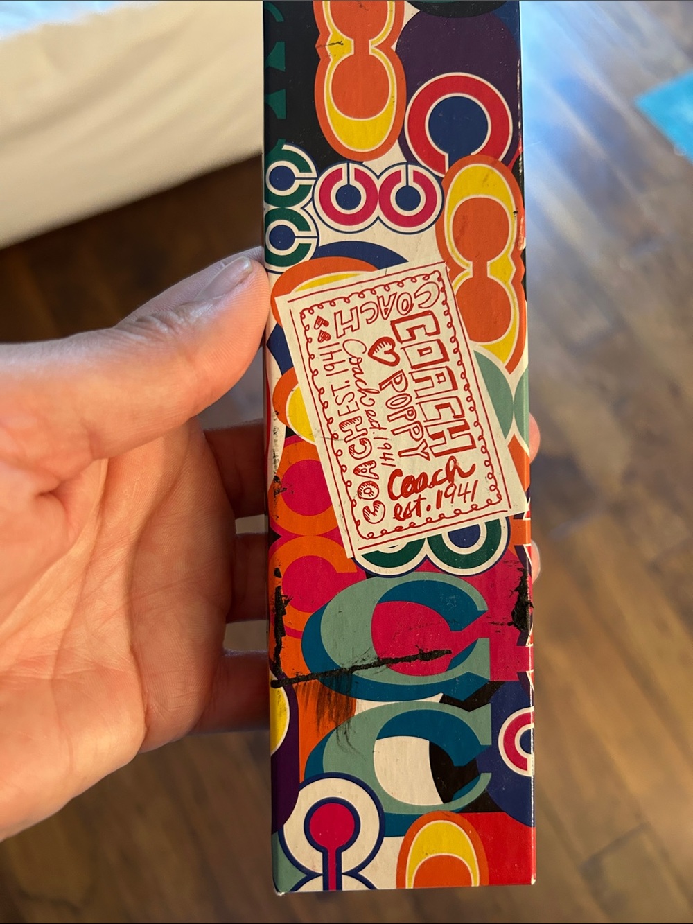 Coach Multicolor Signature 'C' Box with Bright Pop Art Palette Pencils